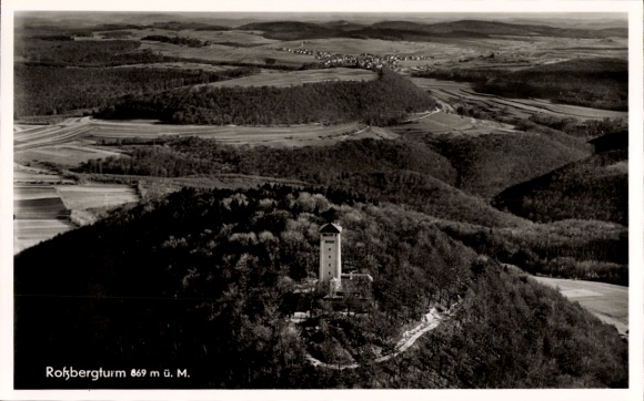 Ak Rossberg in Württemberg, Turm, Fliegeraufnahme
