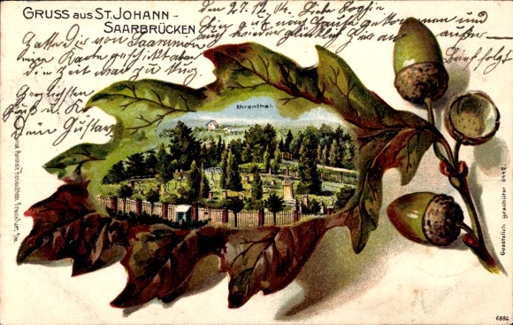 Oak leaf litho Saint Johann Saarbrücken, Ehrenthal, cemetery