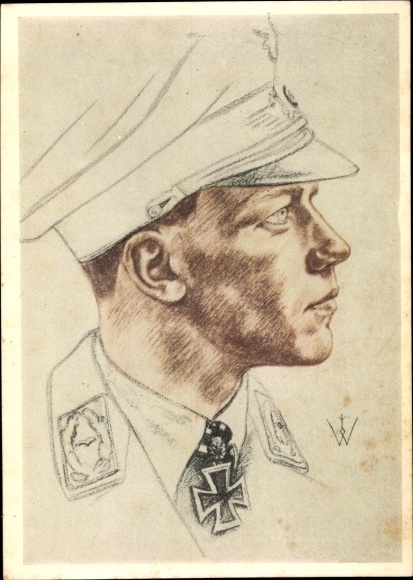 Kunstenaar ansichtkaart Willrich, majoor Wick, commodore van een jachteskader, VDA E 11, Luftwaffe II WW
