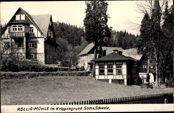 Postcard Krippen Bad Schandau Saxon Switzerland, Rölligmühle in the Krippengrund