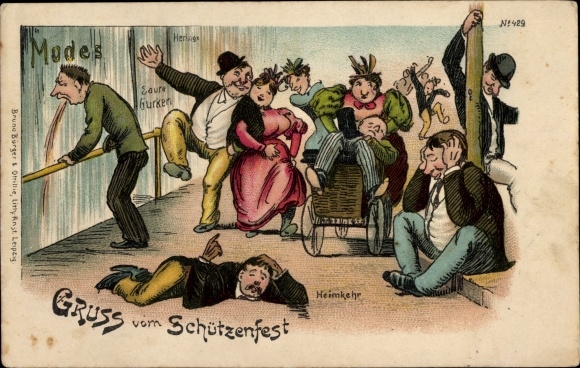 Chromo-Litho Drunken people returning from the Schützenfest, Bruno Bürger 429
