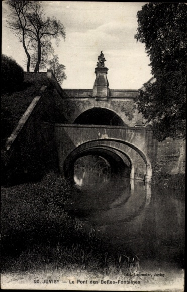 Ak Juvisy Essonne, Le Pont des Belles-Fontaines, Brücke über Wasser, sonnige Landschaft