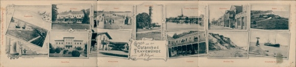 Klapp Ak Ostseebad Travemünde Lübeck, gedeeltelijk uitzicht, strand, straatgedeelte