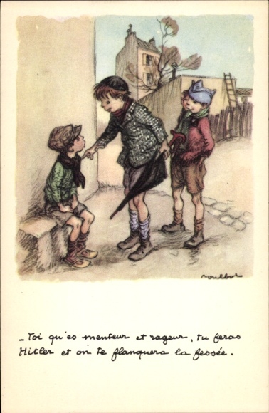 Artist Postcard Poulbot, Children, Boy with Black Umbrella, Ligue nationale contre le taudis