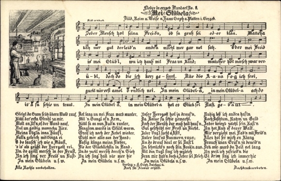 Song Postcard Soph, Hans, Mei Stübela, Erzgebirge dialect 8