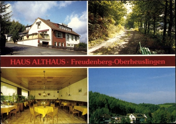 Ansichtkaart Oberheuslingen Freudenberg im Siegerland, huis Althaus, eetkamer, bosgebied, gedeeltelijk uitzicht