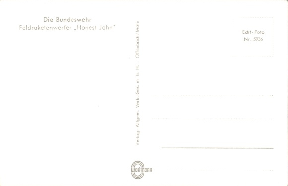 Postcard Bundeswehr, field rocket launcher Honest John