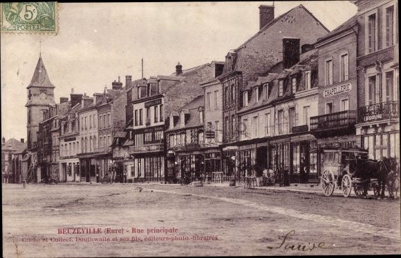 Postcard Beuzeville Eure, Main Street