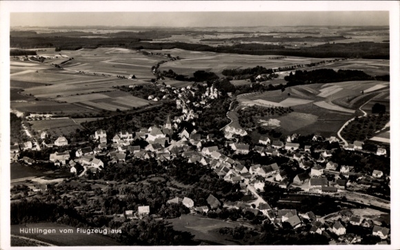 Postcard Hüttlingen in Württemberg, aerial photograph