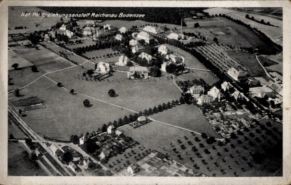 Ak Insel Reichenau Bodensee, Nat. Pol. Erziehungsanstalt, Luftbild