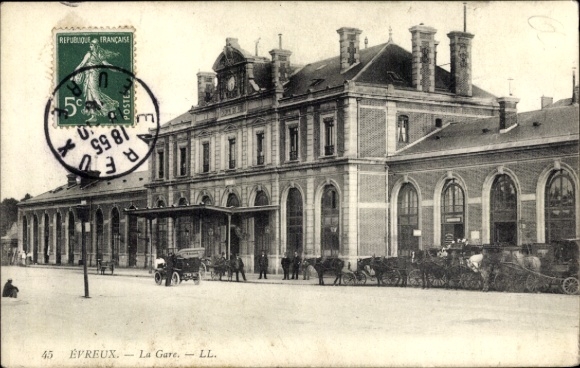 Postcard Évreux Yours, La Gare