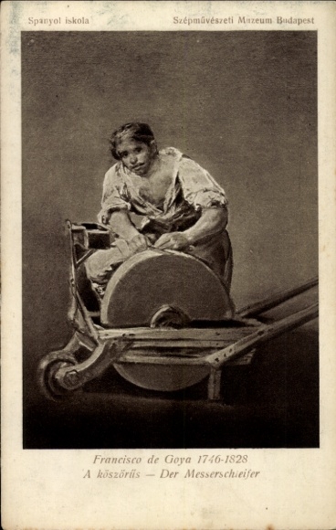 Artist Postcard Goya, F. de, Knife Grinder