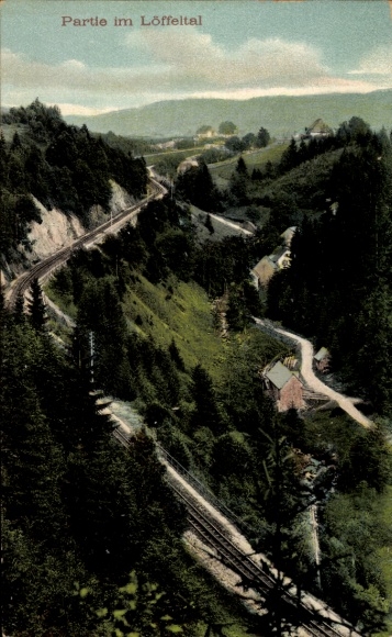 Ak Hinterzarten im Schwarzwald, Löffeltal, Eisenbahnstrecke