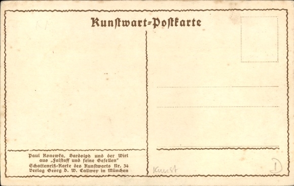 Postcard Niederlössnitz Niederlößnitz Radebeul Saxony, Bardolph and the innkeeper silhouette map of the...