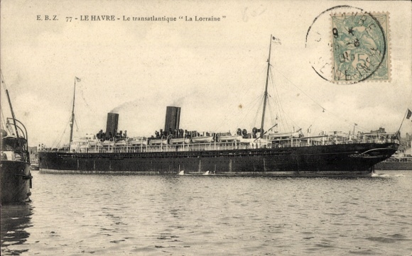 Picture Le Havre Seine Maritime. The picture shows a ship moored in the harbor. It is black and...