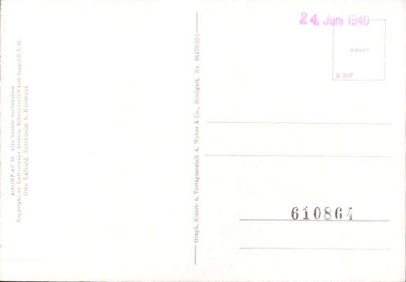Postcard Forchheim (near Karlsruhe) Rheinstetten in Baden, St. Martin's Church, Town Hall, Adlerstraße, Guest