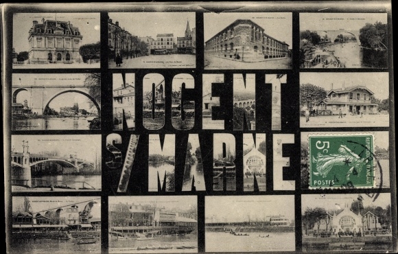 Buchstaben Postcard Nogent sur Marne Val de Marne, Teilansichten, Schools, Casino, Bridge
