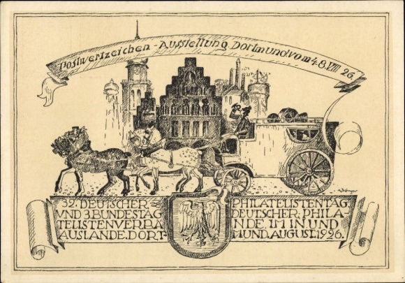 Ganzsachen Ak Dortmund im Ruhrgebiet, Postwertzeichenausstellung 1926