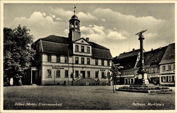 Postcard Bad Düben an der Mulde Saxony, Market Square, Town Hall