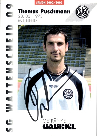 Autograph card footballer Thomas Puschmann, SG Wattenscheid 09, autograph