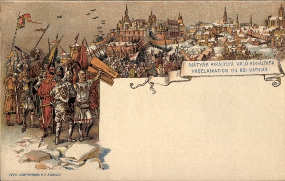 Postal stationery litho Hungary, proclamation of King Mathias