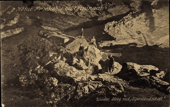 Postcard Uftrungen South Harz, Heimkehle cave, Wilder Stieg with Alpine landscape