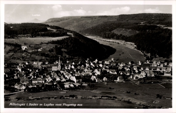 Postcard Möhringen in Baden Tuttlingen, Lupfen, aerial photograph