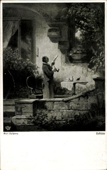 Postcard Niederlössnitz Niederlößnitz Radebeul Saxony, man reading on a terrace.