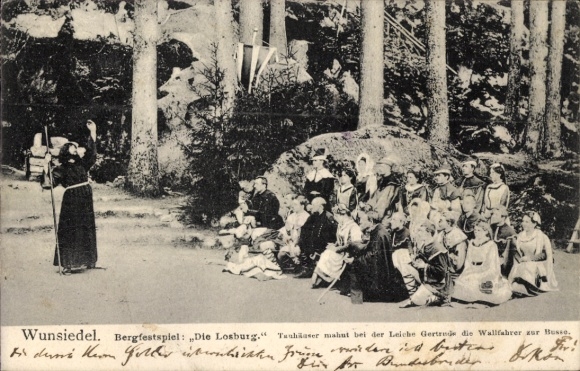 Postcard Bernstein Wunsiedel in Upper Franconia, mountain festival Die Losburg, Tannhäuser calls for repentance