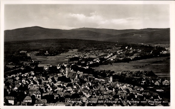 Postcard Oberursel in the Taunus Hessen, landscape with Oberured, Altkönig, Gr. Feldberg, aerial photograph