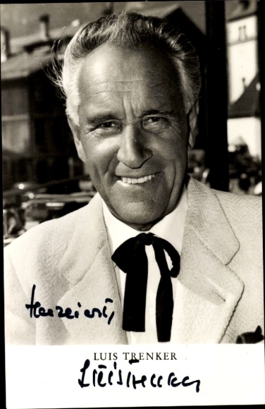 Postcard actor and director Luis Trenker, director of the film His best friend, Nora, autograph