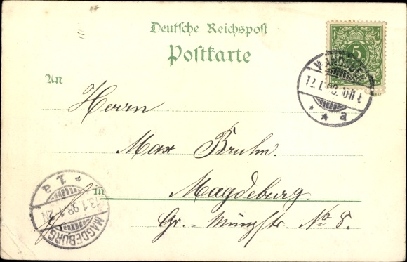 Chromo-Litho Hamburg, general horticultural exhibition 1897, coat of arms, Vierländerin