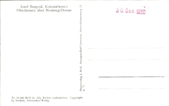 Postcard Oberhausen in Upper Bavaria, aerial photograph, monument