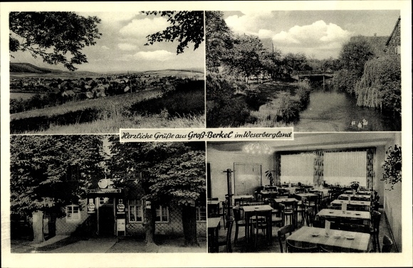 Postcard Groß Berkel Aerzen in the Weserbergland, long shot, inn Unter den Linden