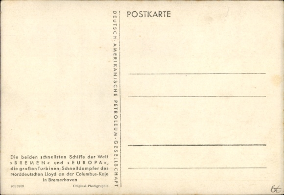 Postcard Bremerhaven, fast steamers Bremen and Europa, Norddeutscher Lloyd Bremen