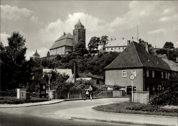 Ak Eilenburg an der Mulde, Stadtansicht, Sorbenburg, Gebäude, Brücke, Bäume