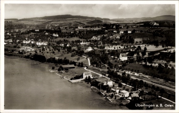 Postcard Überlingen on Lake Constance, aerial photograph