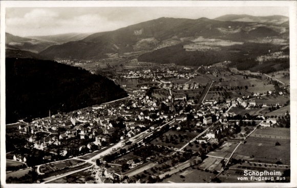 Postcard Schopfheim in the district of Lörrach Baden Württemberg, aerial photograph