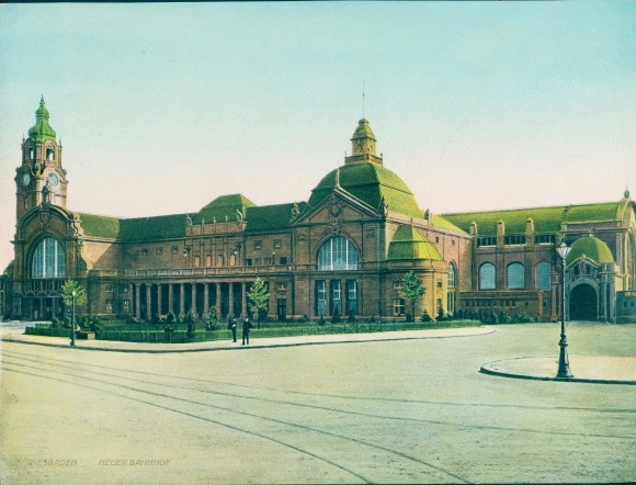 Chromo Foto Wiesbaden in Hessen, Neuer Bahnhof