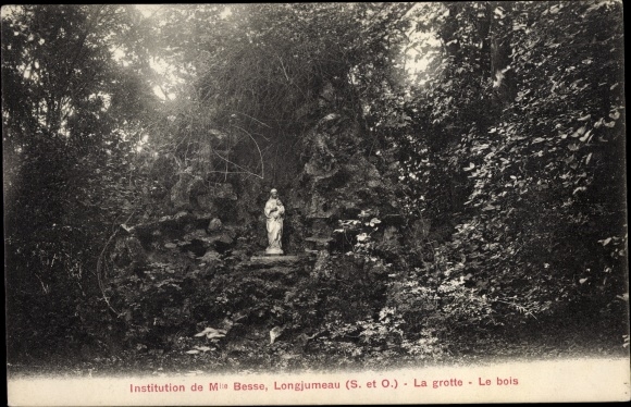 Postcard Longjumeau Essonne, Institution of M. Besse, The cave, The wood