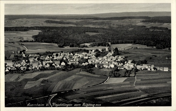 Ak Auernheim Treuchtlingen im Altmühltal Mittelfranken, Vogelperspektive von Auernheim, ländliche