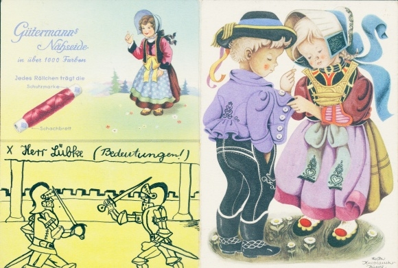 Gütermanns Nähseide timetable, children in traditional costumes