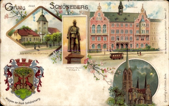 Herb w świetle księżyca lito Berlin Schöneberg, Stary Kościół, Plebania, Kościół Apostoła Pawła, Pomnik