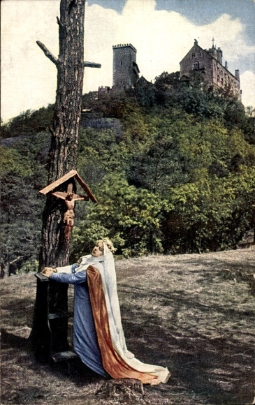 Postcard Lutherstadt Eisenach in Thuringia, Wartburg, Saint Elisabeth in prayer
