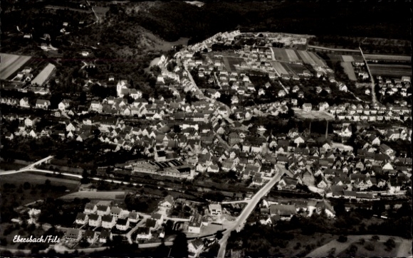 Postcard Ebersbach an der Fils, aerial photograph