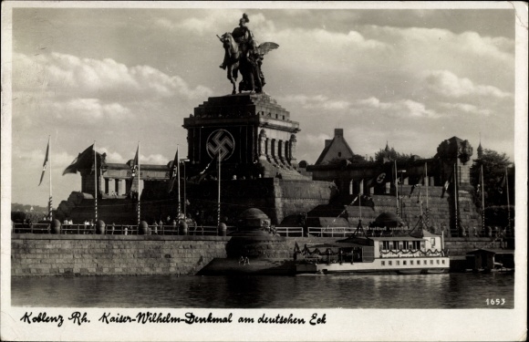 Ak Koblenz am Rhein, Kaiser-Wilhelm-Denkmal am Deutschen Eck