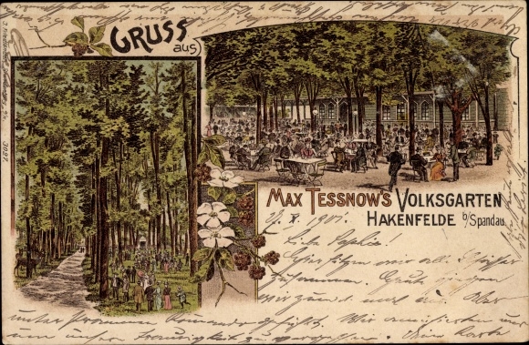 Chromo-Litho Berlin Spandau Hakenfelde, Max Tessnow&#39;s Volksgarten