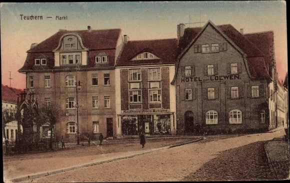 Ak Teuchern im Burgenlandkreis, Markt, Hotel zum Loewen, Kaufhaus