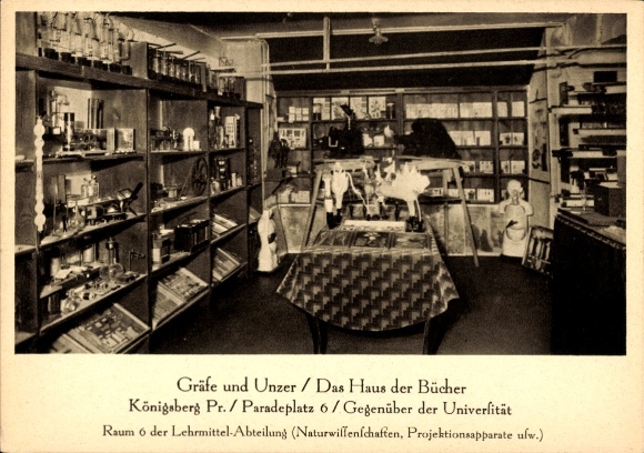 Postcard Kaliningrad Königsberg East Prussia, Gräfe and Unzer, The House of Books, Paradeplatz 6