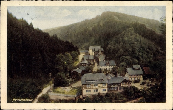 Ak Probstzella in Thüringen, Gasthaus zum Falkenstein, Panorama vom Ort